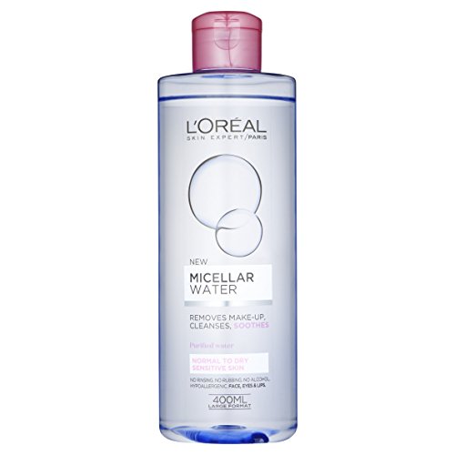 L'ORÉAL L'Oréal Paris Micellar Water for Sensitive and Dry Skin, Made with Purified Water and Combined Micelles to Capture Impurities and Remove Makeup Gently without Rubbing or Irritation