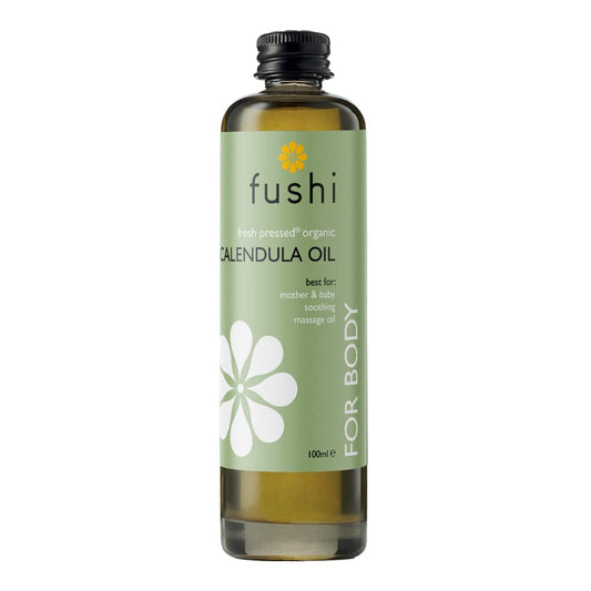 Fushi Organic Calendula Oil 100ml | Fresh-Pressed & Triple Infused for 3 Months | Best for Minor Abrasions, Irritated Skin, Skin Healing | Anti-inflammatory | Oil for Babies | Vegan, Made in the UK