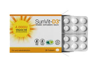 SunVit-D3 Vitamin D3 4000 iu - High Strength Vitamin D Tablets Support the Maintenance of Bone, Teeth, Muscle & Immune System | Made in UK & GMP Approved | Dairy & Gluten free - D3 Vitamins 28 Tablets