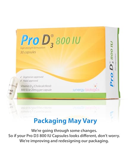 Pro D3 800 IU - Vitamin D3 (30 Capsules) Vegetarian | Made in The UK | Free from Alcohol, Crustaceans, Dairy, Egg, Gelatine, Gluten, Nut, Peanut, Salt, SOYA | Suitable for Halal & Kosher Diets