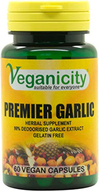 Veganicity Premier Garlic 500mg Digestive Health Supplement - 60 Capsules