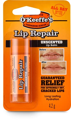 O'Keeffe's Lip Repair Unscented Lip Balm 4.2g (Pack of 3) White