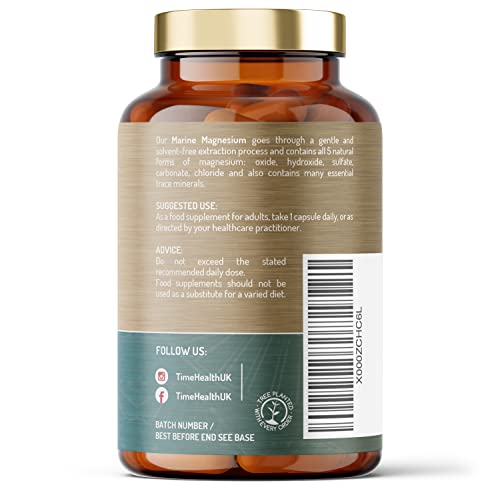 Time Health Marine Magnesium Purified Sea Water & Trace Minerals EU Source 308mg of Magnesium (120 Capsule Pouch)