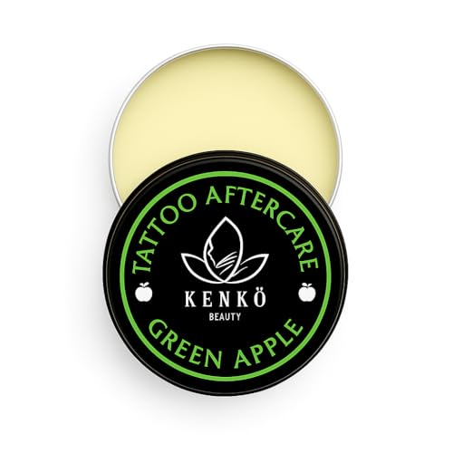 Kenko Beauty Tattoo Aftercare 30g | Keeps Tattooed Skin Hydrated & Bacteria Free! | Vegan and Organic Tattoo Cream (Green Apple)