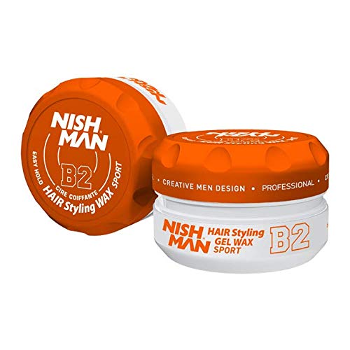 Nish Man Hair Styling Gel, Hair Wax for Men, Sport (Orange), 150 ml | Edge Control | Ultra High Strong Hold | Hair Clay Aqua Wax | Gummy Wax | Wax Stick Hair | Men's Hair Gel