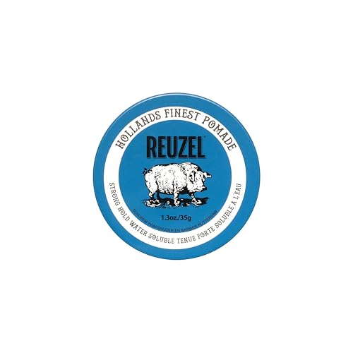 REUZEL Reuzel Blue Strong Hold Pomade,Strong Hold Pomade For High Shine Look Water Soluble With A Vanilla Scent 1.3oz/35g