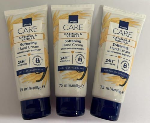 3 x Avon Hand Creams for hands nails and cuticles 75ml (3 x 75ml, Oatmeal & Vanilla)