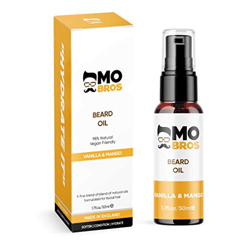 MO BRO'S Beard Oil | Vanilla & Mango | 50ml | Softens, Hydrate & Conditions Facial Hair | Promotes Growth, Reduces Dryness & Itching | Contains Natural & Premium Ingredients Argan, Jojoba