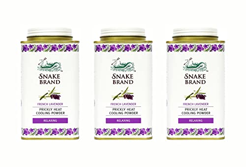 SNAKE BRAND Prickly Heat Cooling Body Powder Relaxing Lavender 140g (3-Pack)