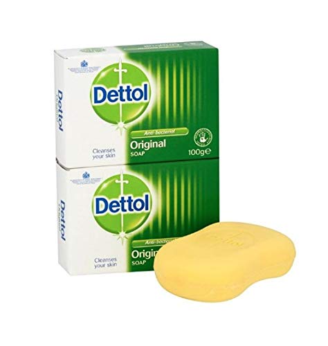 Dettol 2 PCS PACK DETTOL SOAP ORIGINAL 100G BAR ANTI BACTERIAL SKIN CLEANSING BATH BODY PROTECT (2)