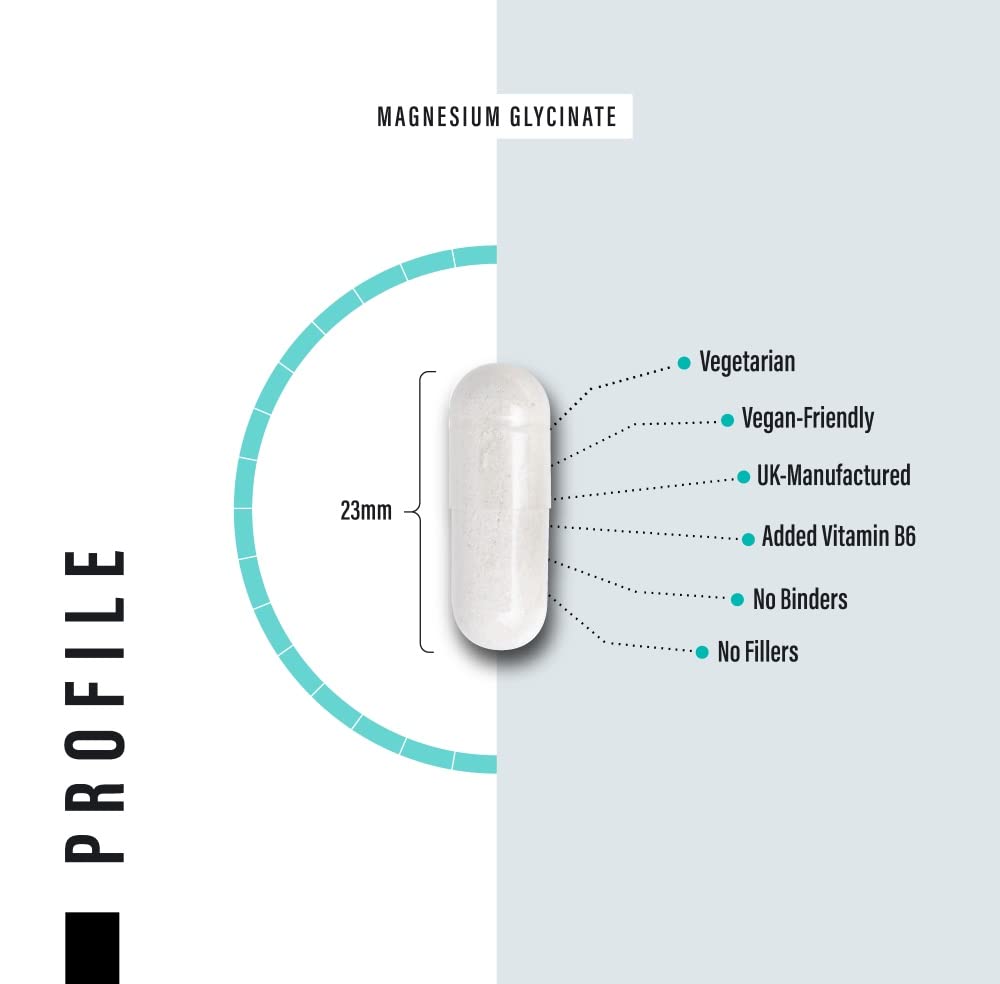 SS Sport Supplies Magnesium Glycinate Supplements 1500mg & Vitamin B6-120 High Strength Capsules - 1500mg of Magnesium Providing 315mg Elemental Magnesium (Bisglycinate) - Pure Active Ingredient