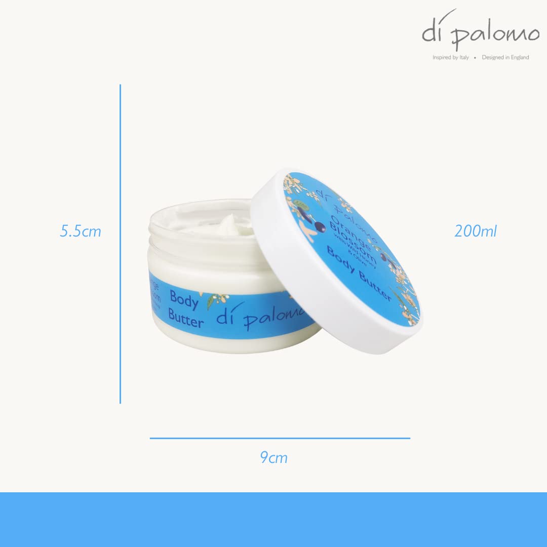 Di Palomo Orange Blossom & Honey Body Butter 200ml. Body Moisturiser & Body Lotion. Shea Butter Body Butter with Skin Care. Body Butter for Women & Body Moisturiser for Women. Body Creams for Women.