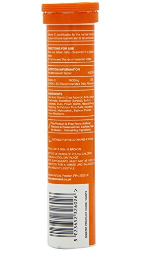 Natures Aid 1000 mg Vitamin C Effervescent 20 Tablets, 200 g