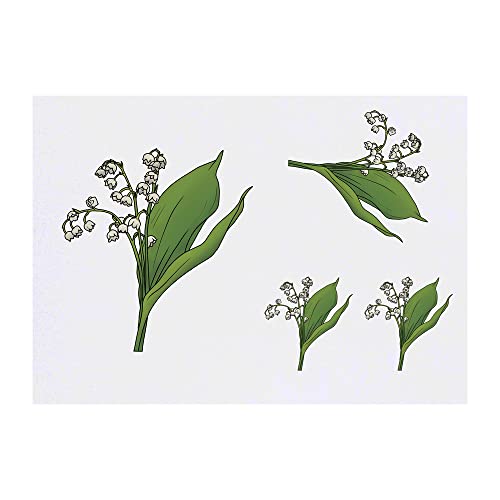 Azeeda 4 x 'Lily of the Valley' Temporary Tattoos - Water Resistant, Skin-Safe, Non-Toxic Transfers, Mixed Sizes (TO00058482)