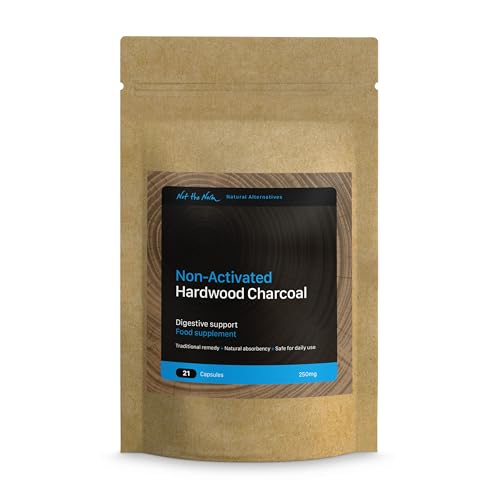 Toxin Buster Pure, Non-Activated Hardwood Charcoal. Digestive Support. Suitable for Daily Use. Not Activated or Medicinal. Travel Size. 21 Capsules - compostable Sachet.
