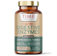 Time Health Ultra Digestive Enzymes Complex – Natural & Comprehensive 18 Enzyme Formula – for Bloating Relief, Regular Movements and Overall Digestion – 120 Capsules – UK Made – Zero Additives