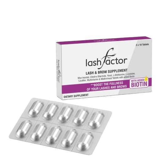 Lashfactor Biotin Supplement for Lash & Brow Hair Growth – Vegan Biotin Supplement for Fuller, Healthier Lashes & Brows - Enriched with Essential Vitamins & Minerals (2 Month Supply - 60 Tablets)