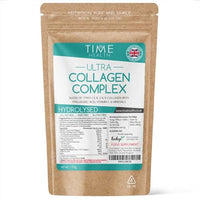Time Health Ultra Collagen Complex - 126g Powder - Hydrolysed - Types I, II, III, V & X Collagen, Hyaluronic Acid, Vitamin C & Minerals - Made with VERISOL - Grass Fed - UK Made - GMP Standards