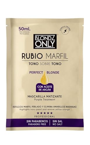 Blondz Only Purple Conditioner Treatment Mask Rubio Marfil Blonde Pearl with Argan Oil Perfect Blonde Toner (Beige) Pack of 2 Sachet 3.38 Fluid Ounce (100 ml)