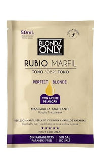 Blondz Only Purple Conditioner Treatment Mask Rubio Marfil Blonde Pearl with Argan Oil Perfect Blonde Toner (Beige) Pack of 2 Sachet 3.38 Fluid Ounce (100 ml)