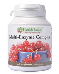 Health Leads ...Working With Nature Multi-Enzyme Digestive Complex x 90 Capsules (No Magnesium Stearate), Non-GMO, Up to 3 Months Supply, for Vegetarians and Vegans, High Potency Plant Derived Enzymes, Formulated & Made in Wales