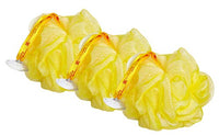 Bodylife Body Buffer, Puff, Exfoliating Bath & Shower Body Pouf, Scrunchie, Body Scrubber Yellow & White 55g Triple Pack