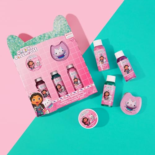 DREAMWORKS GABBY'S DOLLHOUSE Gabby's Dollhouse Children's Selection Box Gift Set – 5 Piece Bubble Bath, Shower Gel, Bath Fizzer, Bath Powder & Bath Beads Collection