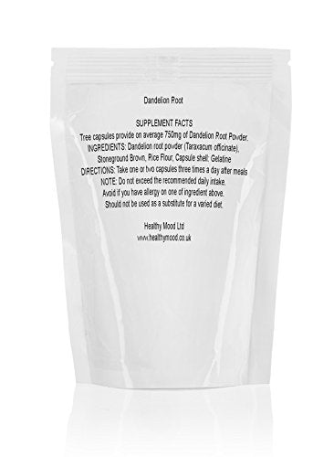 Healthy Mood Dandelion Root Powder 250mg Natural Source of Protein Health Food Supplement Vitamins 180 Capsules