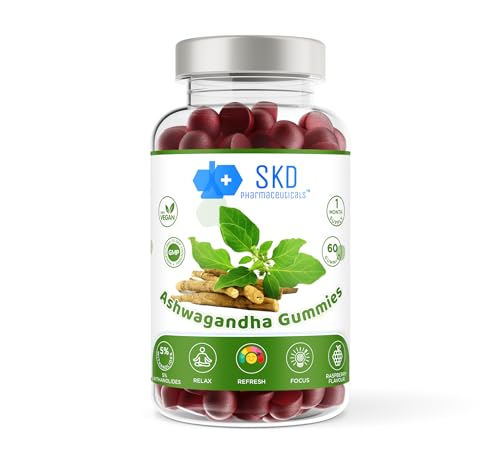 SKD Pharmaceuticals Ashwagandha | 1200mg | High Strength | 60 Vegan Gummies | 5% Withanolides | Trusted British Pharmaceuticals UK Made (60)