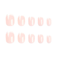 HERBINSOLS French Tip Press on Nails - 24Pcs Natural White Square Tips - Full Cover Nude Stick on for Women Girls Art
