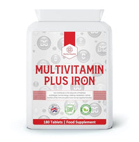 Multi-Vitamins Plus Iron - 180 Tablets - 6 Month Supply - Suitable for Vegetarians - Harla Health - Make in The UK - GMP Codes of Practice