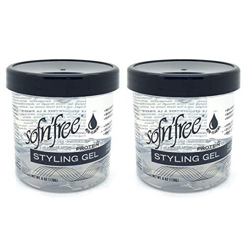sofn'free Sofn'free Protein Styling Gel, Non flaky formula for firm styling control when setting, wrapping or moulding, perfect waves sets and controlling curly hair,170 g, Clear (6 OZ,Pack of 2)