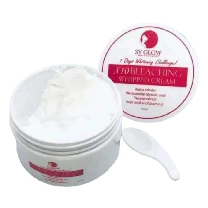 SY GLOW X10 Bleaching Whipped Cream, 7 Days Whitening Treatment with Kojic Acid, Vitamin E, 250ml