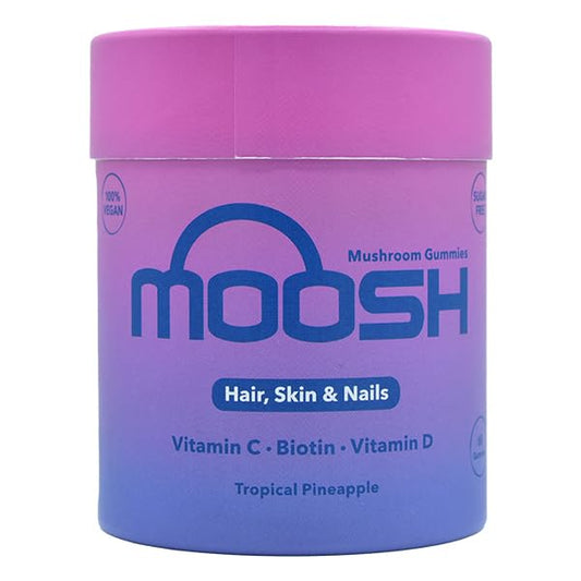 Moosh Mushroom Gummies 3000mg - 60 Gummies (Reishi, Lions Mane, Chaga, Coryceps) Sugar Free, 100% Vegan (Hair, Skin & Nails)