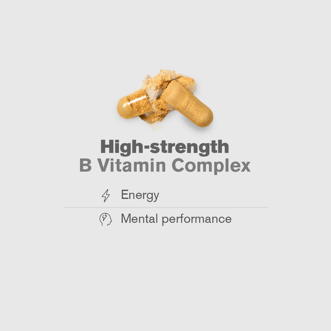 dr vegan UltraEnergy High Strength Vitamin B Complex | Includes Vitamin B12 (100ug), Choline (50mg), Biotin (50ug) & Folate (200ug) | 30 Vegan Capsules | One-A-Day | DR.VEGAN®