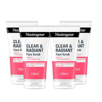 Neutrogena Clear & Radiant Face Scrub, Pack of 4 x 150ml, Glow Boosting with Vitamin C, Oil-Free, Exfoliates for Clear, Refined Skin