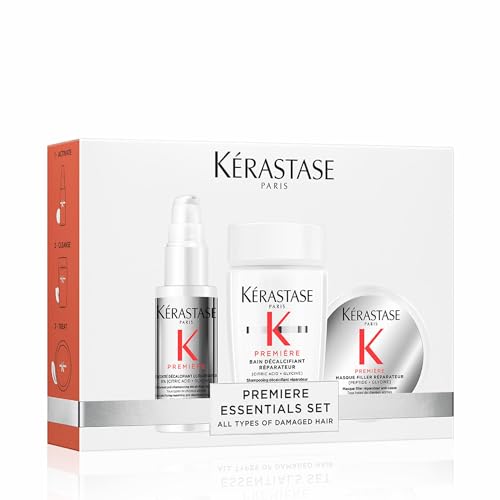 Kérastase Première Discovery Gift Set, With Bonding Pre-Shampoo Treatment, Bonding Advanced Repairing Shampoo and Bonding Deep Nutrition Mask, With Pure Citric Acid, For Damaged Hair, Travel Size
