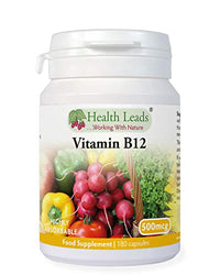 Vitamin B12 Methylcobalamin 500mcg 180 Capsules, Magnesium Stearate Free & No Nasties, B12 contributes to The Reduction of Tiredness and Fatigue, Normal Function of The Immune System, Made in UK