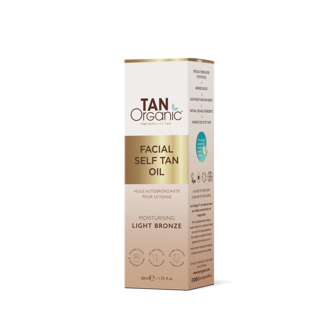 TanOrganic CertifiedMoisturising Self Tanning Oil Fake Tan for Face Organic Natural Vegan 50ml