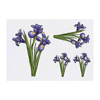 Azeeda 4 x 'Blue Iris Flowers' Temporary Tattoos - Water Resistant, Skin-Safe, Non-Toxic Transfers, Mixed Sizes (TO00050103)