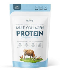 Revive Naturals Multi Collagen Protein Powder (1kg) - Types I, II, III, V & X - Hydrolyzed Grass Fed Bovine, Wild Caught Fish, & Free-Range Chicken & Eggshell Collagen. Non-GMO, Halal.