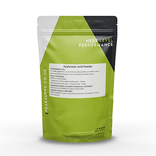 Peak Supps Hyaluronic Acid Powder 10g - Pure | No Fillers | Vegan