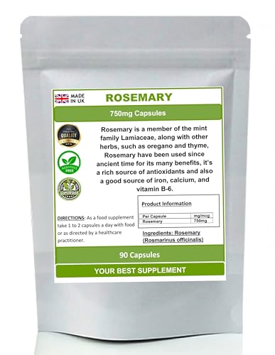 Your Best Supplement Rosemary Capsules 750mg 100% Natural Pure no additives (High Strength) (90)
