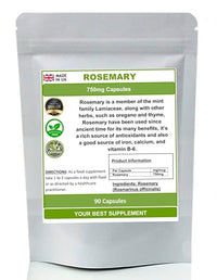 Your Best Supplement Rosemary Capsules 750mg 100% Natural Pure no additives (High Strength) (90)