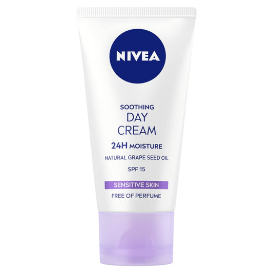 NIVEA Sensitive Day Cream (50 ml), Face Cream and Moisturiser with SPF 15 for Sensitive Skin, Summer Skin Care Essentials, Sensitive Moisturising Cream