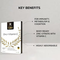 Healthspan Elite Zinc & Vitamin C (6 months’ supply) | 15mg Zinc & 80mg Vitamin C to support your immune health | All Blacks Official Partner | Easy swallow tablets | Informed Sport Accredited | Vegan