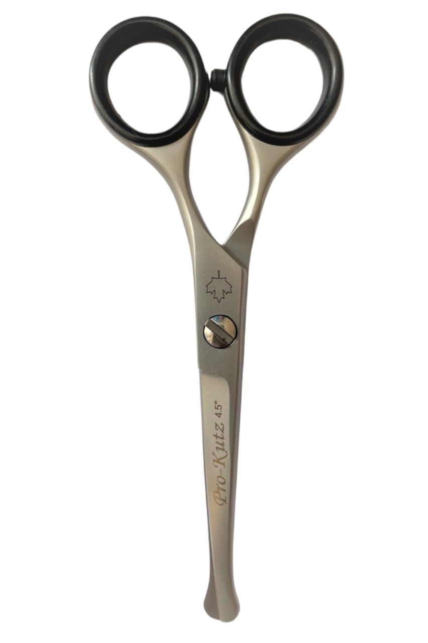 Pro-Kutz Scissors Pro-Kutz Beard Scissors Professional Moustache Scissors Ear and Nose Hair Trimming Scissors Stainless Steel, Safety Use for Eyebrows, Eyelashes, and Ear Hair 4.5 inches with Free Pouch