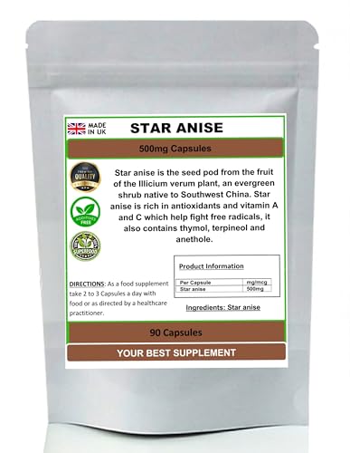 Your Best Supplement Star Anise Capsules 500mg- 100% Natural (Pure no additives) (90)