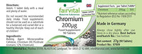Fairvital | Chromium 200mcg from Chromium picolinate - Bulk Pack for 3 Months - HIGH Dosage - Vegan - 90 Tablets