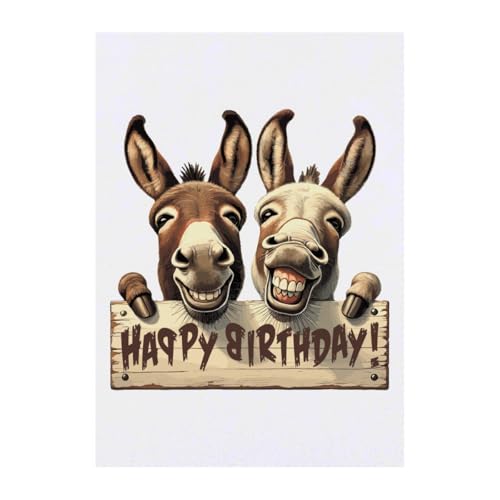 Azeeda 'Happy Birthday Donkeys' Temporary Tattoo - Water Resistant, Skin-Safe, Non-Toxic Transfer (TO00081373)